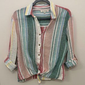Harper Striped Linen Blend Shirt (Small)